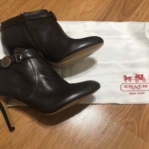 Coach leather ankle booties
